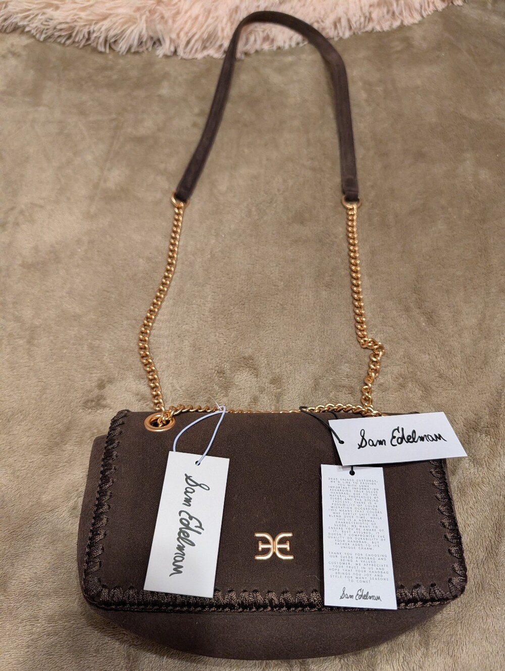 Sam Edelman Brown With Gold Chain Strap Crossbody Bag